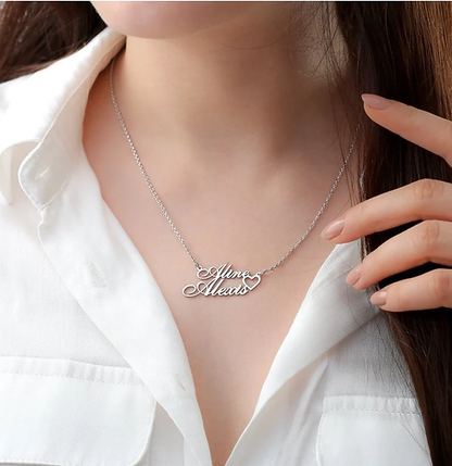 Double Name Chain With Heart