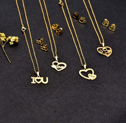 Heart Love Necklace with Earring