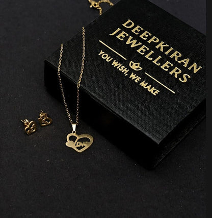 Heart Love Necklace with Earring