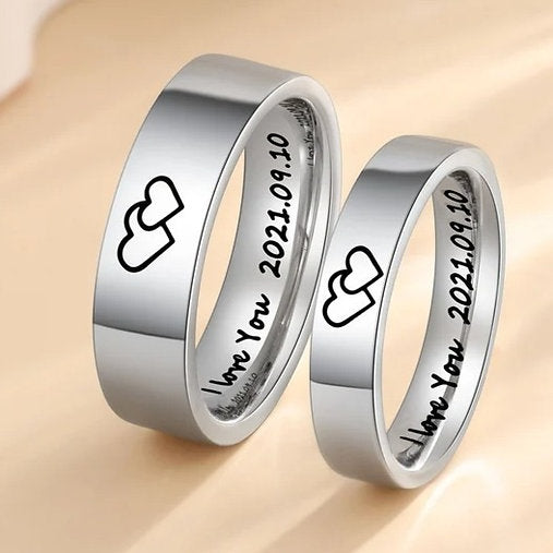 Couple  Silver Ring Customized | 92.5 Pure Silver Name Ring