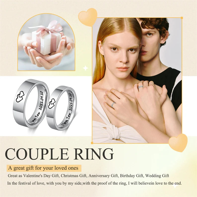 Couple  Silver Ring Customized | 92.5 Pure Silver Name Ring