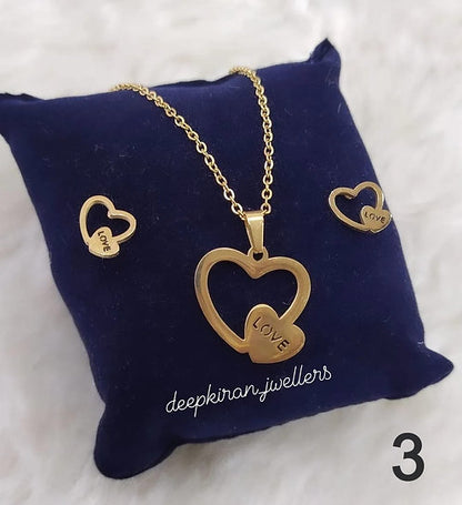 Heart Love Necklace with Earring