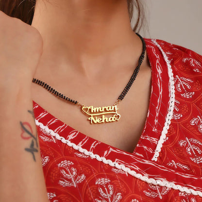 Double Heart Name Mangalsutra