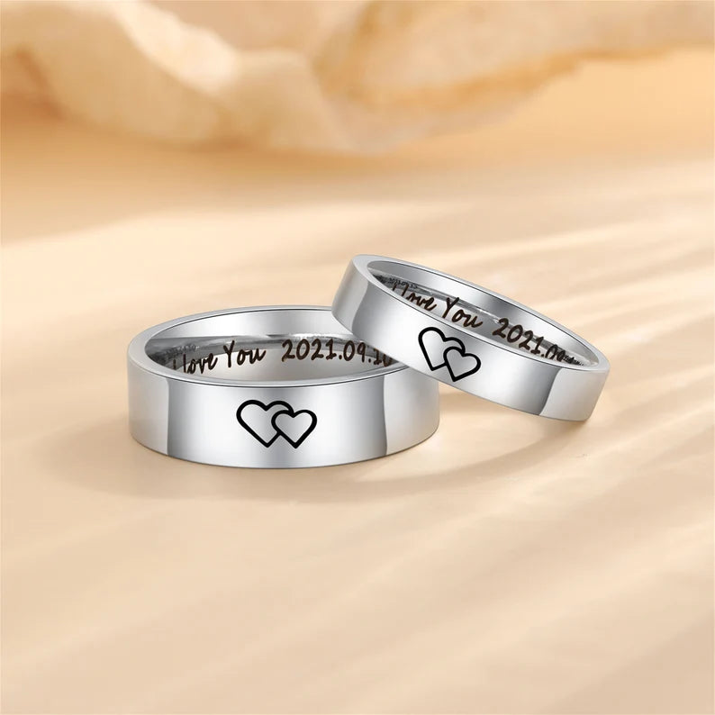 Couple  Silver Ring Customized | 92.5 Pure Silver Name Ring
