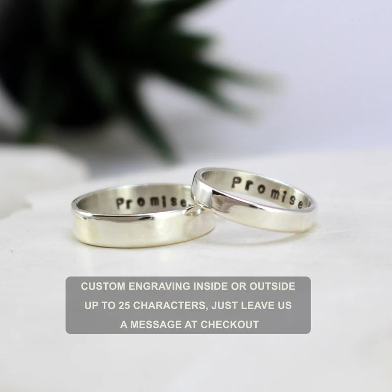 Couple  Silver Ring Customized | 92.5 Pure Silver Name Ring
