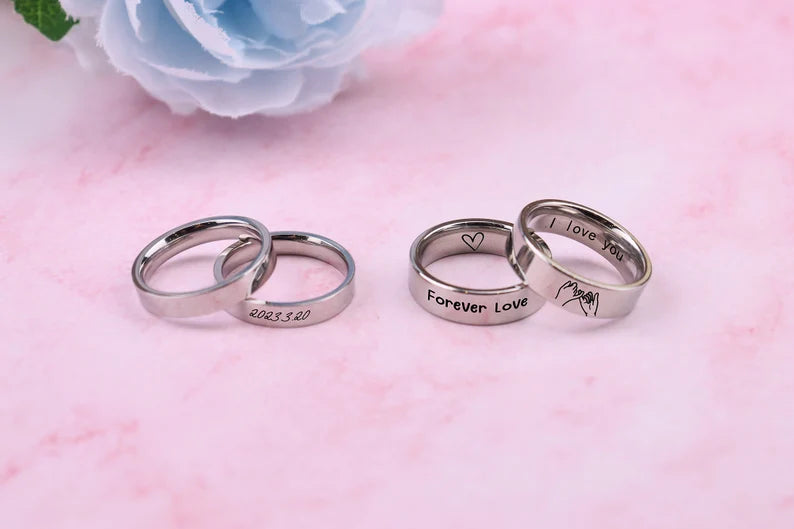 Couple  Silver Ring Customized | 92.5 Pure Silver Name Ring