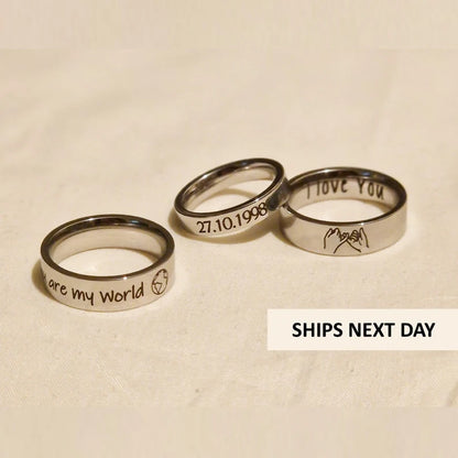 Engraved Silver Ring Single | 92.5 Pure Silver Name Ring