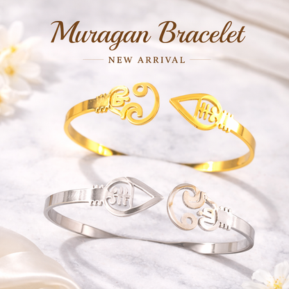 Murugan Om Open Cuff Bracelet – Divine Spiritual Kada