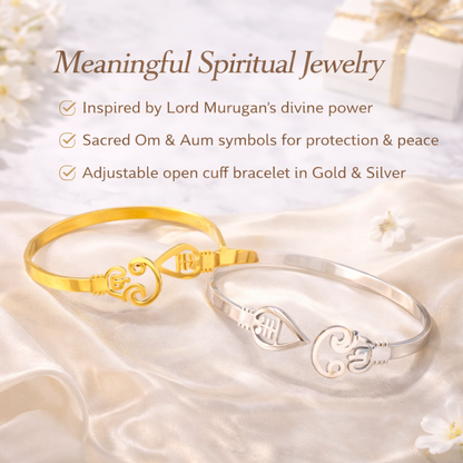 Murugan Om Open Cuff Bracelet – Divine Spiritual Kada