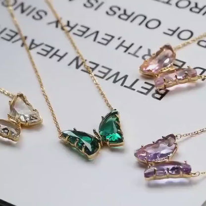 Butterfly Crystal Necklace | Minimalist Necklace